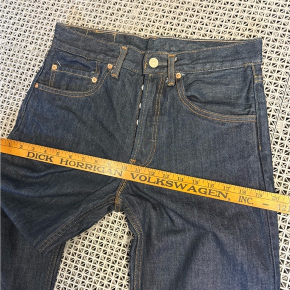 Levi's 501 Button Fly Straight Leg Dark Wash Denim Jeans - Picture 9 of 15
